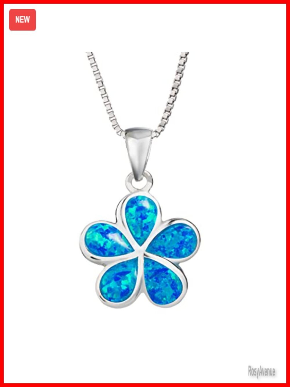 925 Sterling Silver Opal Plumeria Flower Pendant Necklace 18" Box Chain